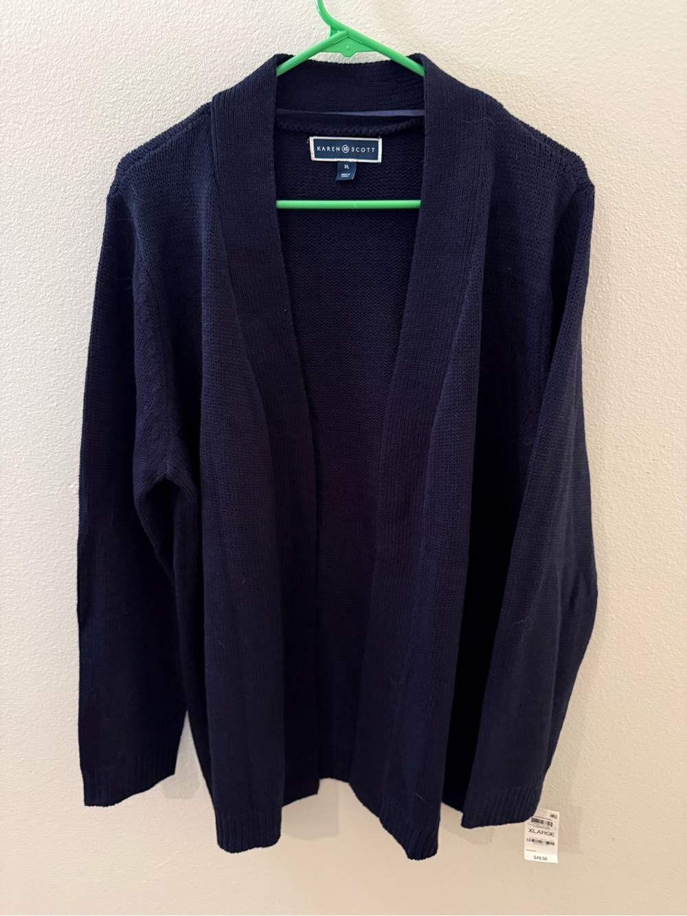 Karen Scott Women’s Navy Open-Front Cardigan Sweater